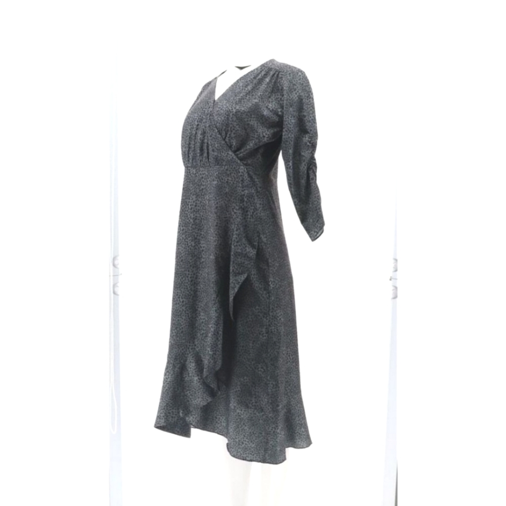 STYLELIST MICAELA PLUS PRINTED FAUX WRAP DRESS CHEETAH GREY SIZE 32